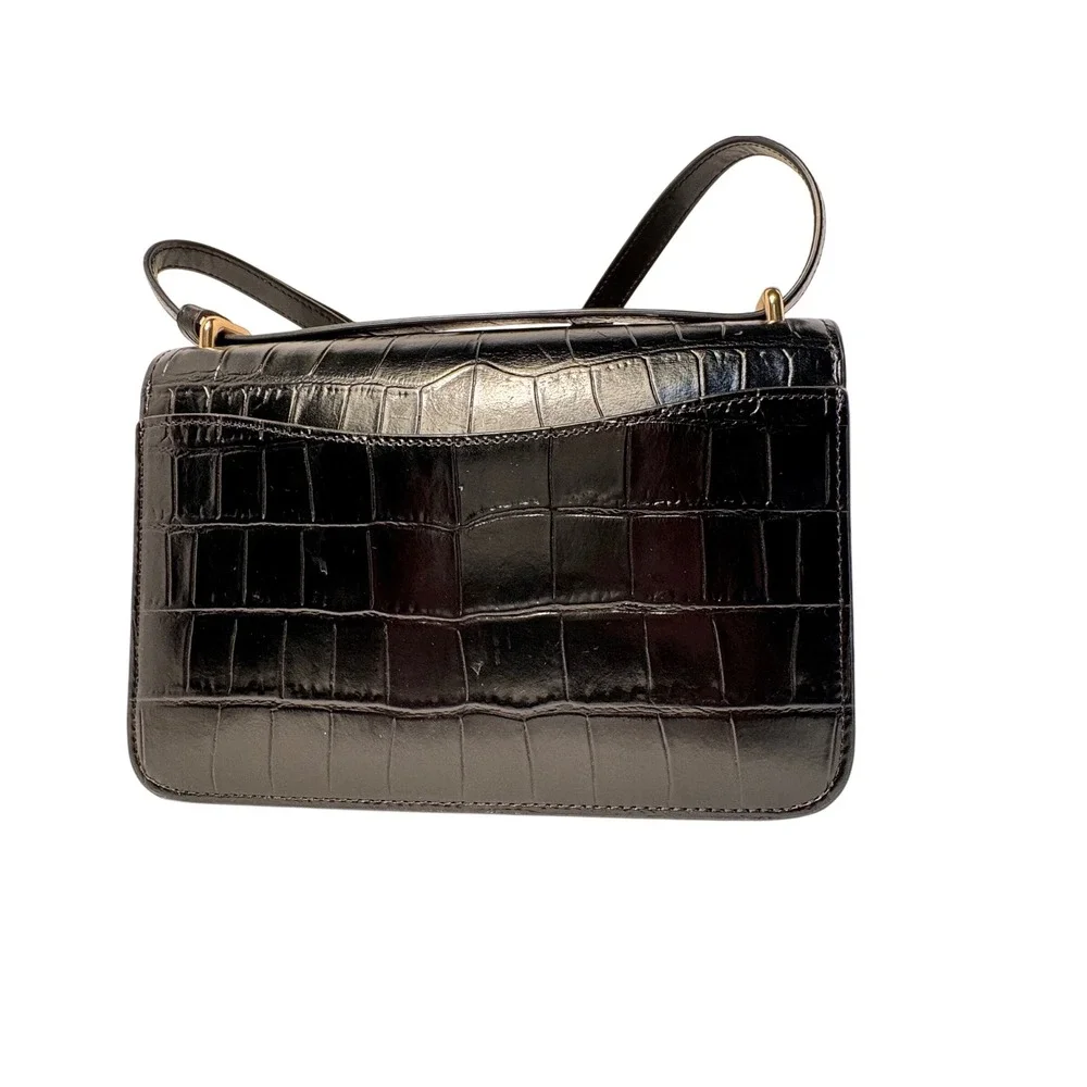 Coach Morgan crossbody black Croc embossed leather with wallet and dust bag NWOT